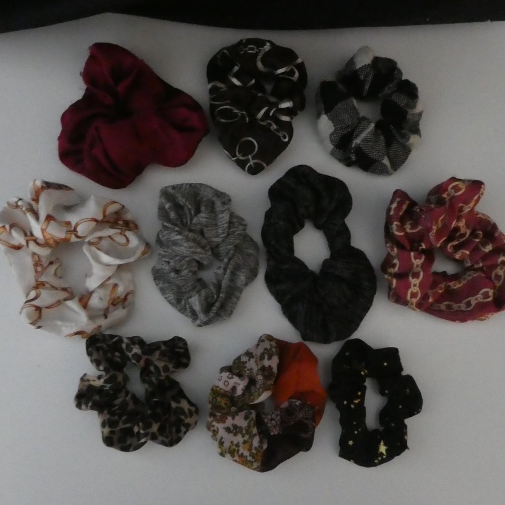SET OF 10 | Hair Scrunchies | Various Styles, Colors and Patterns